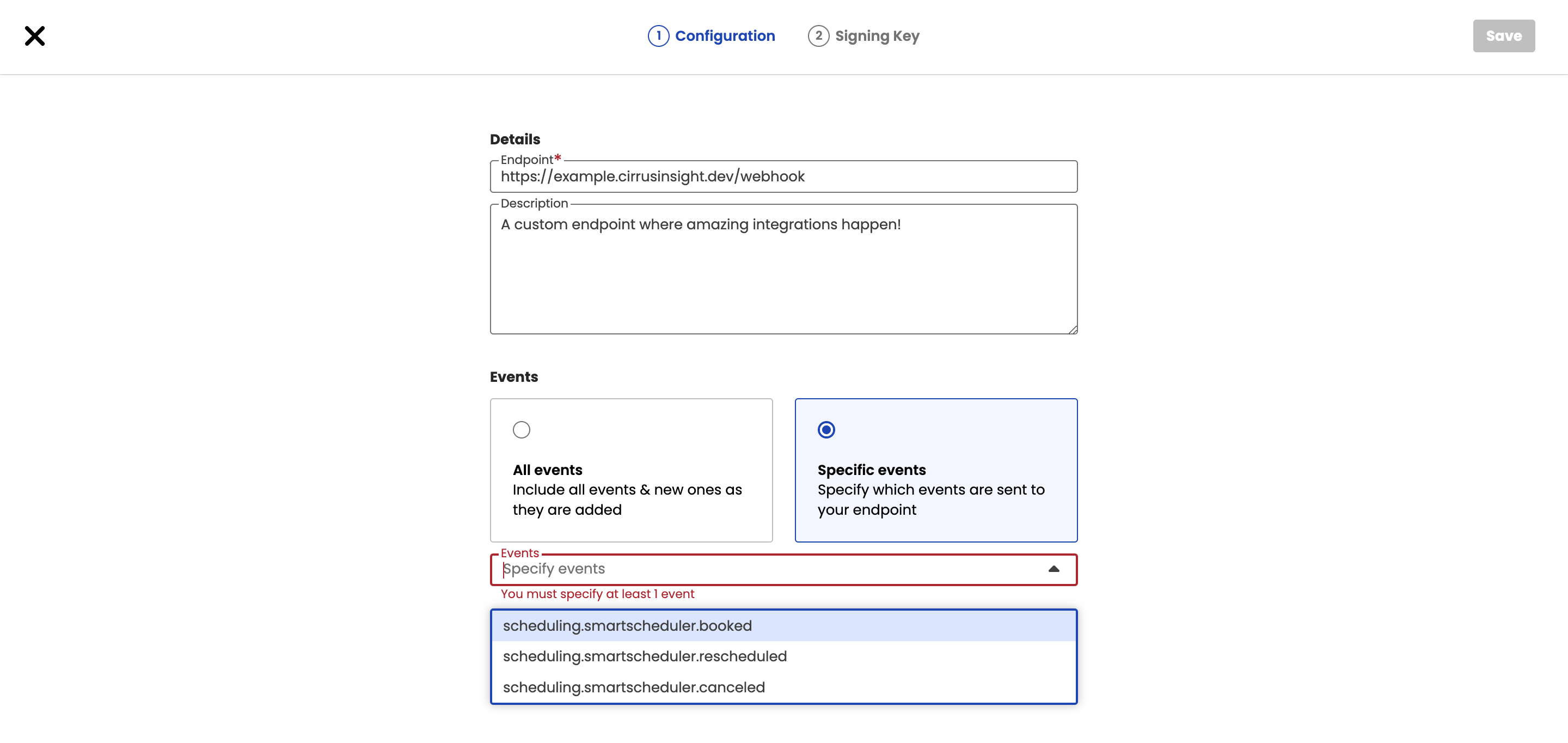 Select Endpoint Events